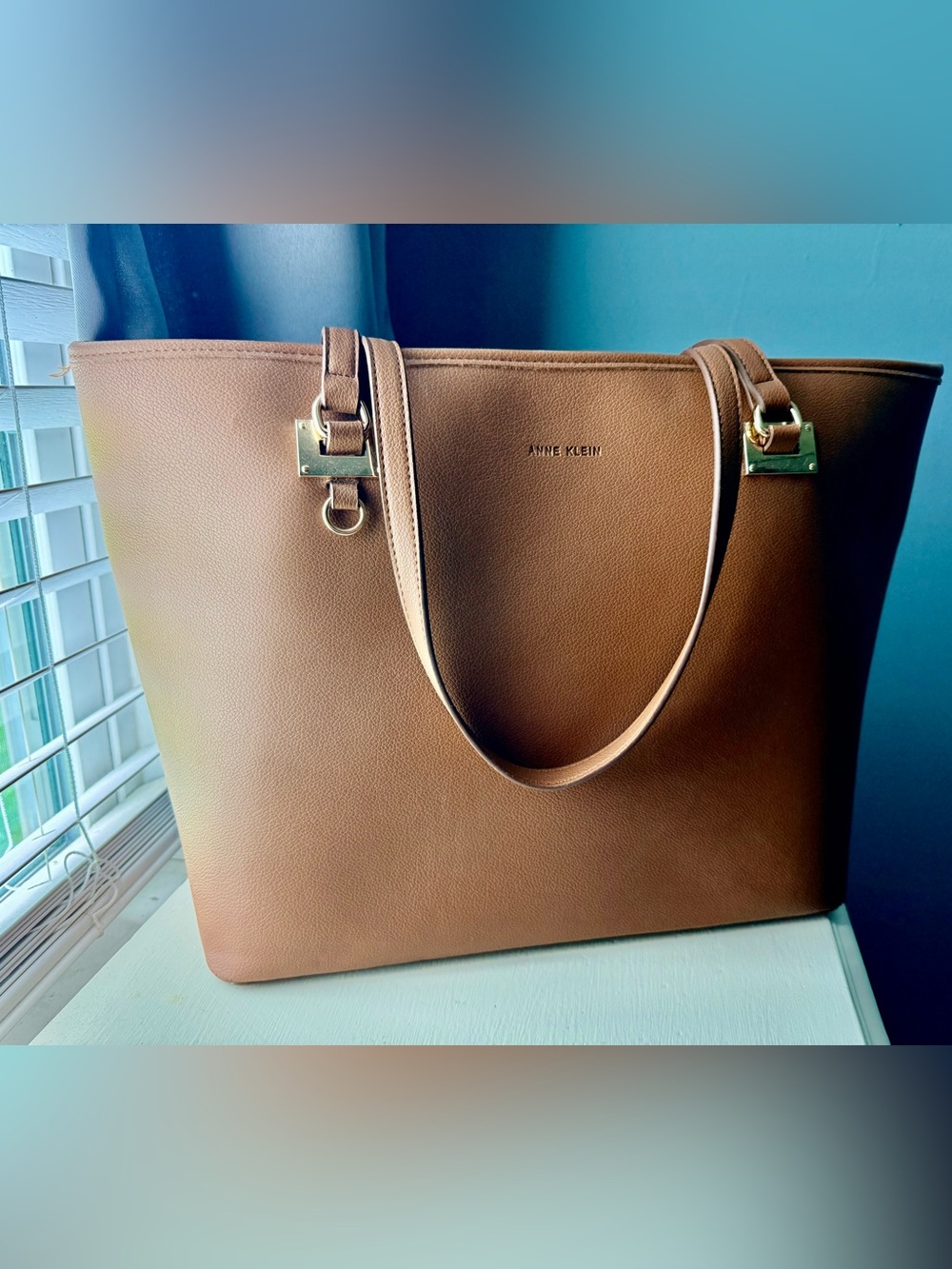 Anne Klein Brown Tote with Gold Hardware